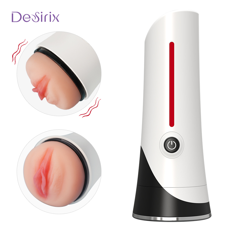 Desirix Cream Pillar SU244 Realistic TPE Silicone Masturbator - Dual Motor Deep-Throat Suction, Multi-Speed Vibration, Easy-Clean